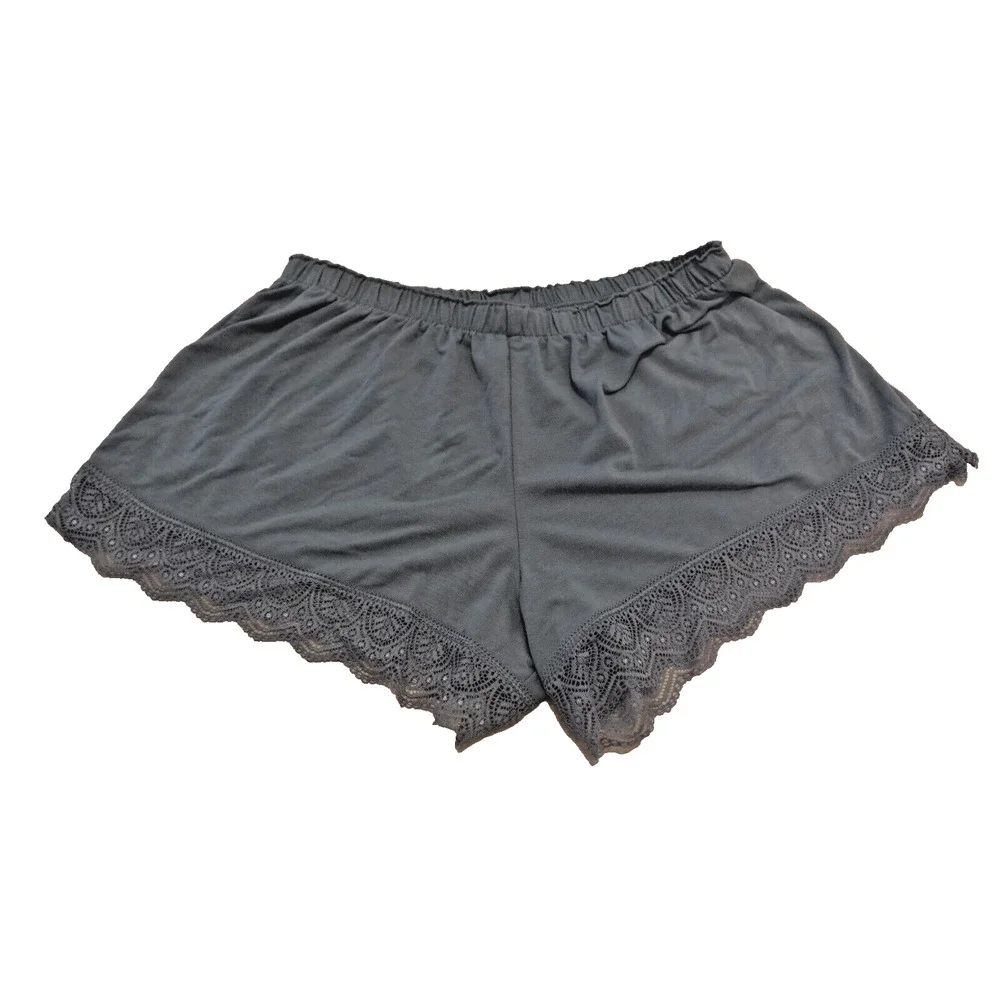 Flora Nikrooz Pajama Shorts Women S Pull On Elastic Waist Lace Hem Blue‎ Gray